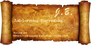 Jablonsky Barnabás névjegykártya